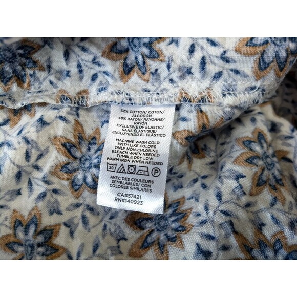 LOFT BEACH Sundress Womens Small Cream Blue Boho Coverup Dress Abstract Floral - Picture 10 of 13